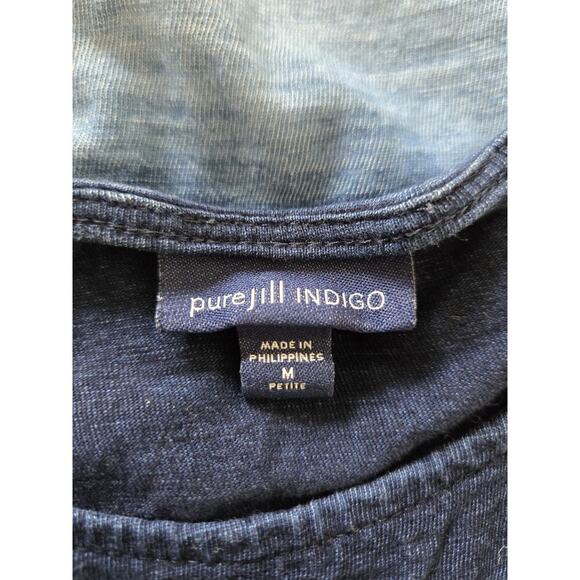 J.Jill Pure Jill Indigo Ombre Peplum Sleeveless Tank Top Medium Petite Resort - Picture 4 of 5